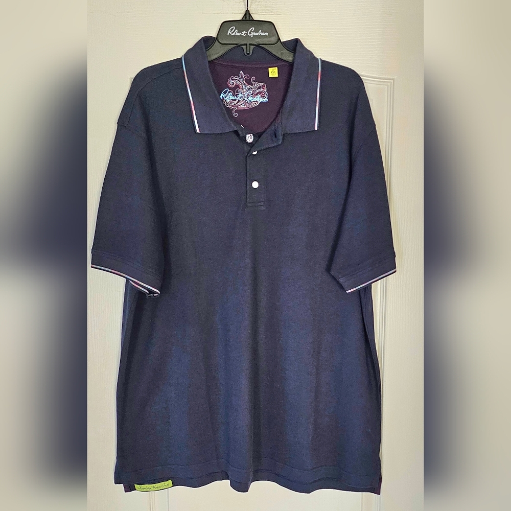 ROBERT GRAHAM POLOS SIZE 3XL AND SIZE XL COLOR  BLUE.